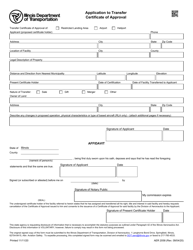 Document preview: Form AER2058 Application to Transfer Certificate of Approval - Illinois