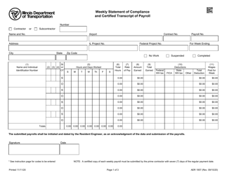 Document preview: Form AER1957 Weekly Statement of Compliance and Certified Transcript of Payroll - Illinois