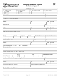 Form AER2060 Application for Heliport / Vertiport Certificate of Approval - Illinois