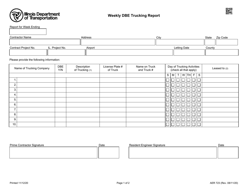 Form AER723  Printable Pdf