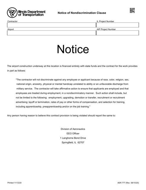 Form AER777  Printable Pdf