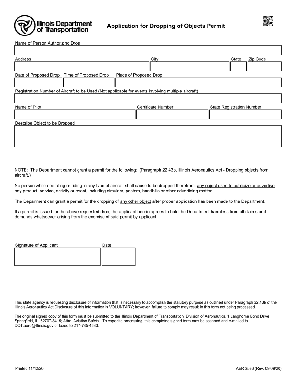 Form AER2586 Application for Dropping of Objects Permit - California, Page 1