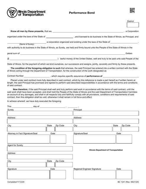 Form BC1241 Performance Bond - Illinois