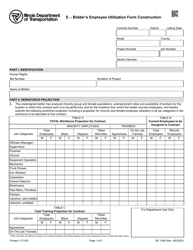Form BC1256 Bidder&#039;s Employee Utilization Form Construction - Illinois