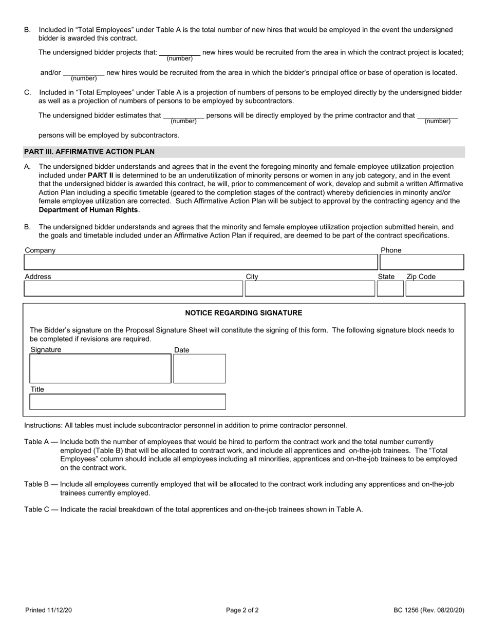 Form BC1256 - Fill Out, Sign Online and Download Fillable PDF, Illinois ...