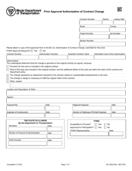 Form BC2256 &quot;Prior Approval Authorization of Contract Change&quot; - Illinois
