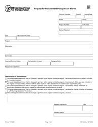 Document preview: Form BC24 Request for Procurement Policy Board Waiver - Illinois