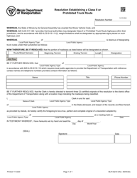 Form BLR03210 Resolution Establishing a Class II or Prohibited Truck Route - Illinois