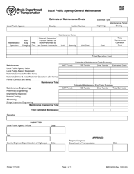 Form BLR14222 Local Public Agency General Maintenance - Estimate of Cost/Maintenance Expenditure Statement - Illinois