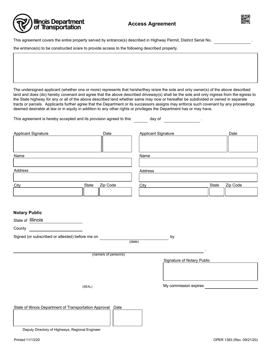 Form OPER1363 Access Agreement - Illinois, Page 1