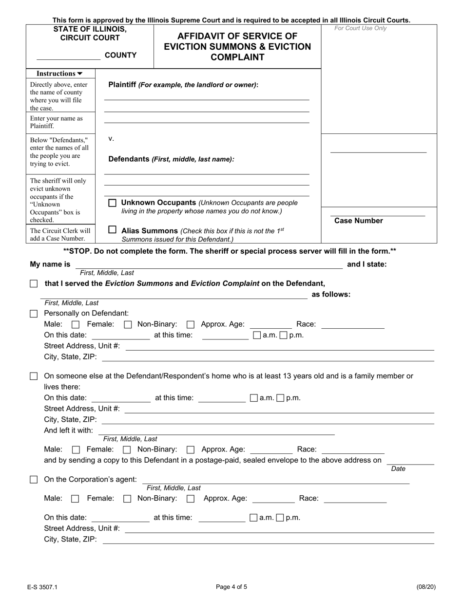 Form E-S3507.1 Eviction Summons - Illinois, Page 4