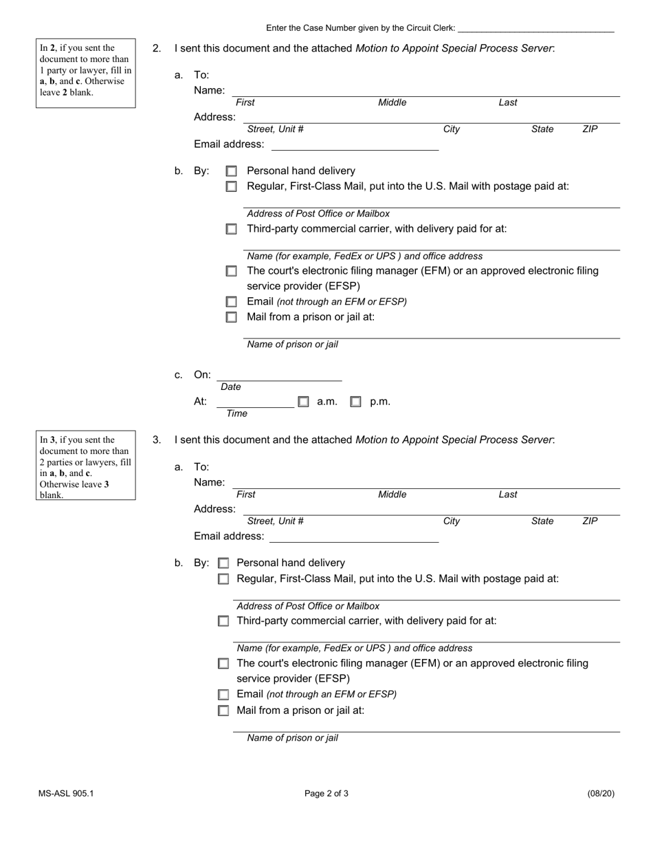 Form MS-ASL905.1 Additional Proof of Delivery - Illinois, Page 2