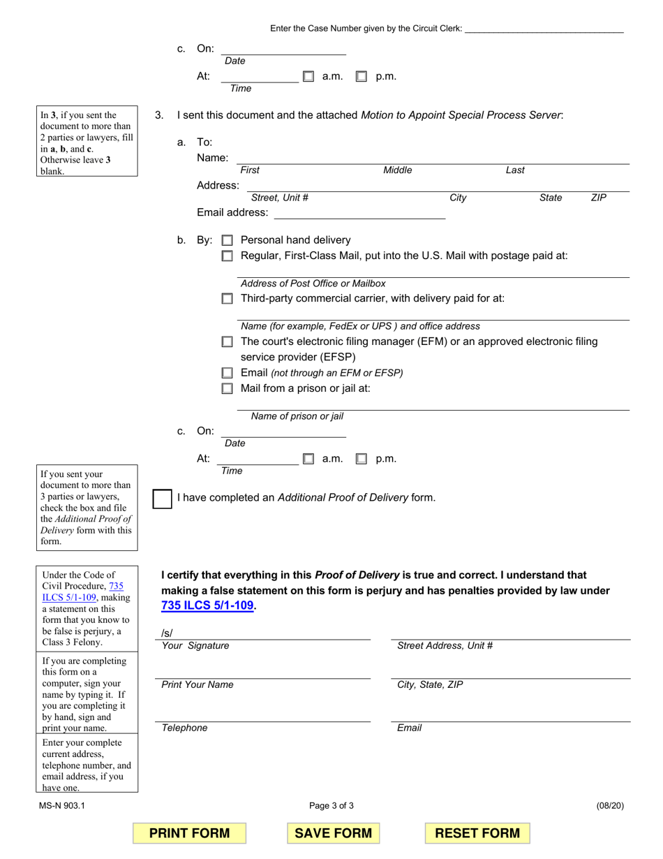 Form MS-N903.1 Notice of Motion to Appoint Special Process Server - Illinois, Page 3