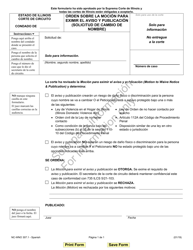 Document preview: Formulario NC-WNO307.1 Orden Sobre La Mocion Para Eximir El Aviso Y Publicacion (Solicitud De Cambio De Nombre) - Illinois (Spanish)