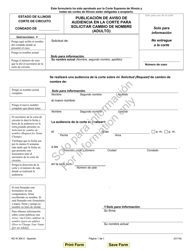 Document preview: Formulario NC-N304.4 Publicacion De Aviso De Audiencia En La Corte Para Solicitar Cambio De Nombre (Adulto) - Illinois (Spanish)