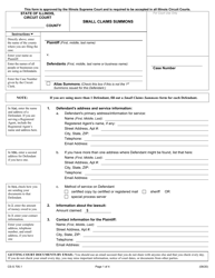 Document preview: Form CS-S705.1 Small Claims Summons - Illinois