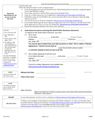 Form CS-S705.1 Small Claims Summons - Illinois, Page 2
