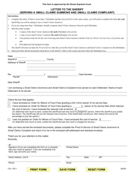 Document preview: Form CS-L706.1 Letter to the Sheriff (Serving a Small Claims Summons and Small Claims Complaint) - Illinois