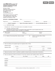 Form BCA13.15 Application for Authority to Transact Business in Illinois - Illinois