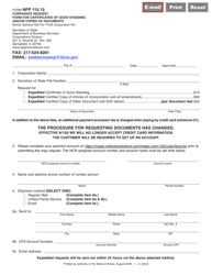 Document preview: Form NFP115.15 Corporate Request Form for Certificates of Good Standing and/or Copies of Documents - Illinois