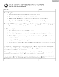 State Form 49049 &quot;Impact Rights and Responsibilities for Snap Volunteers&quot; - Indiana