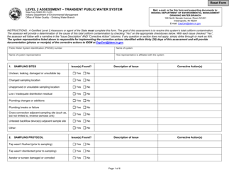 State Form 55983 Level 2 Assessment - Transient Public Water System - Indiana