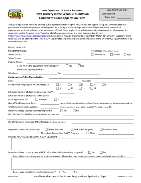 DNR Form 542-0701  Printable Pdf