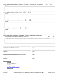 DNR Form 542-0701 Iowa Archery in the Schools Foundation Equipment Grant Application Form - Iowa, Page 2