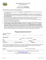 Document preview: DNR Form 542-0186 Application for Elk Rock State Park Deer License - Iowa