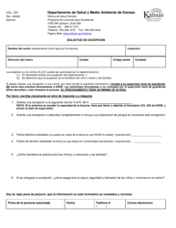 Document preview: Formulario CCL.031 Solicitud De Excepcion - Kansas (Spanish)