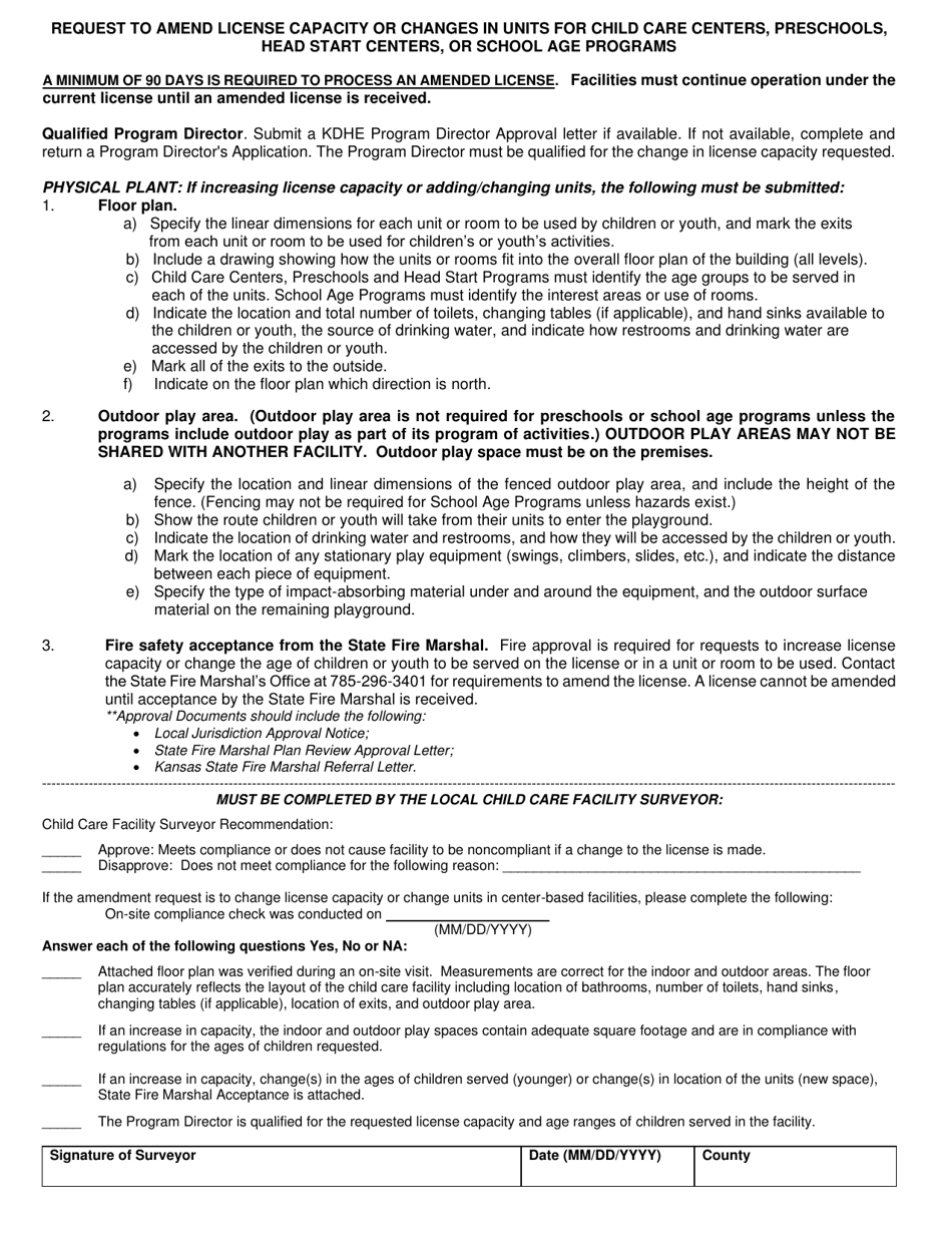 Form CCL.032 Request for Licensing Amendment - Kansas, Page 2