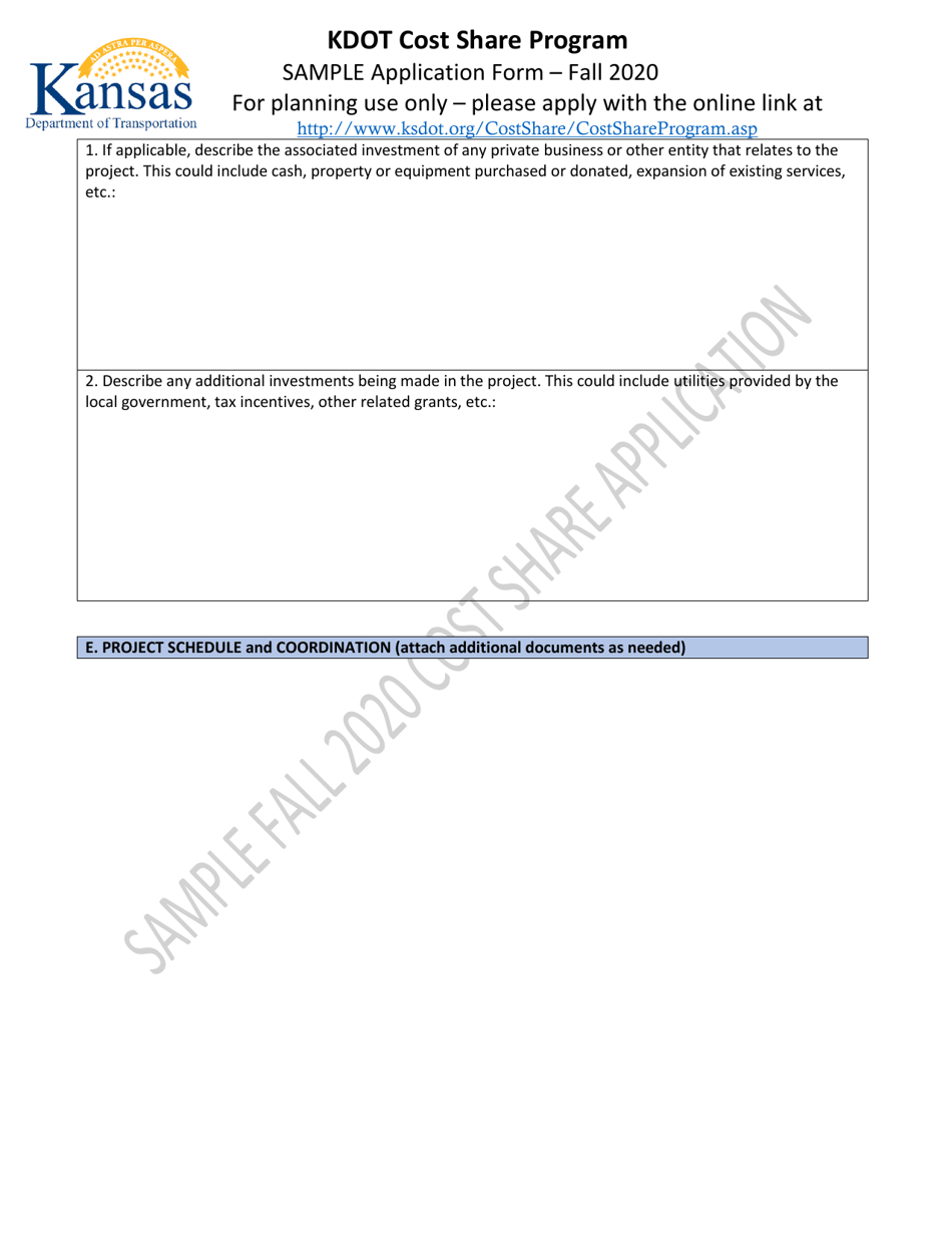 Kdot Cost Share Program Application Form - Kansas, Page 5