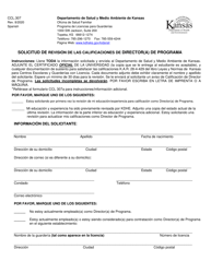 Formulario CCL.307 Solicitud De Revision De Las Calificaciones De Director(A) De Programa - Kansas (Spanish)