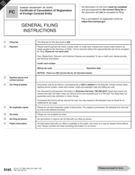 Document preview: Form FC Certificate of Cancellation of Registration of Foreign Covered Entity - Kansas