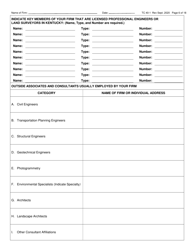 Form TC40-1 Consulting Engineer and Related Services Prequalification Application - Kentucky, Page 6