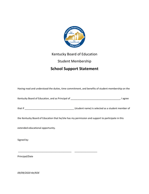 School Support Statement - Kentucky