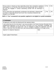 Form VCP003 Partial Voluntary Remedial Action Supplemental Application - Louisiana, Page 2