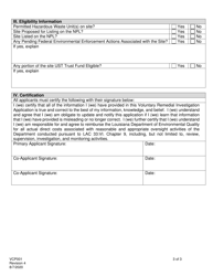 Form VCP001 Voluntary Remedial Investigation (Vri) Application - Louisiana, Page 3