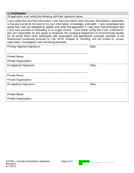 Form VCP002 Voluntary Remediation Program Application - Remediation Phase - Louisiana, Page 4
