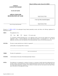 Form MLPA-2 Foreign Limited Partnership Application for Registration of Name - Maine
