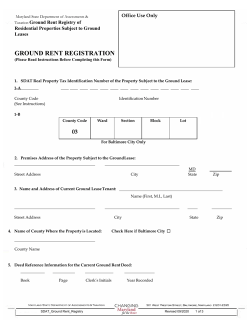 Ground Rent Registration Application - Maryland Download Pdf