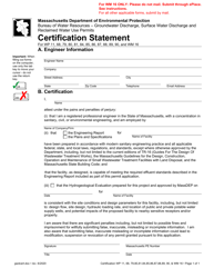 Certification Statement for Groundwater Discharge, Surface Water Discharge &amp; Reclaimed Water Use Permits - Massachusetts