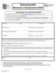 Form SNAPA-1 &quot;Snap Benefits Application&quot; - Massachusetts (Polish)
