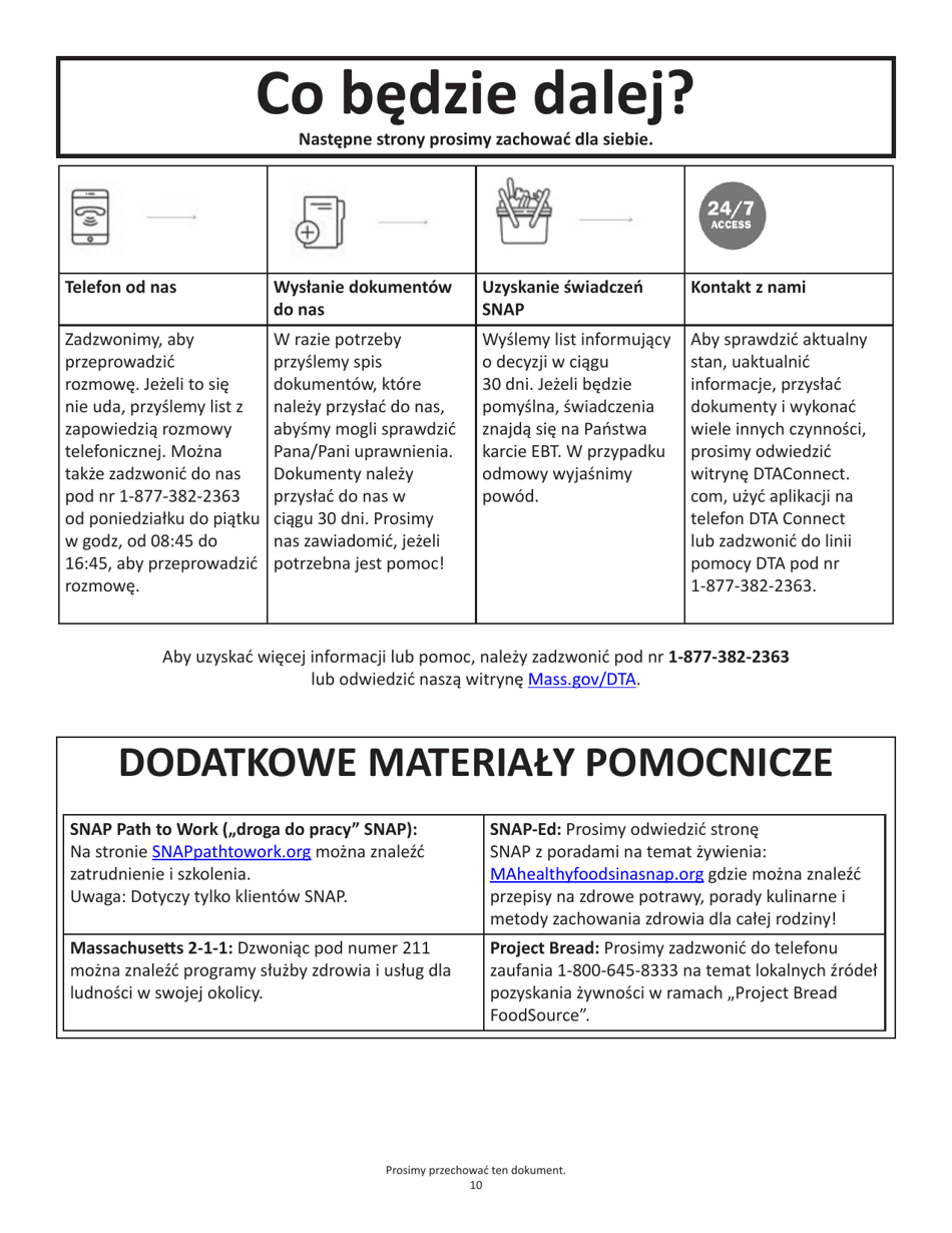 Form SNAPA-1 Snap Benefits Application - Massachusetts (Polish), Page 10