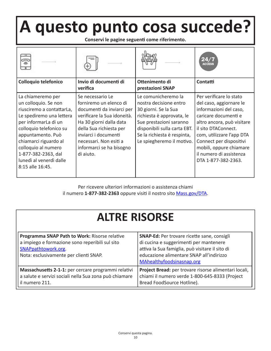 Form SNAPA-1 Snap Benefits Application - Massachusetts (Italian), Page 10