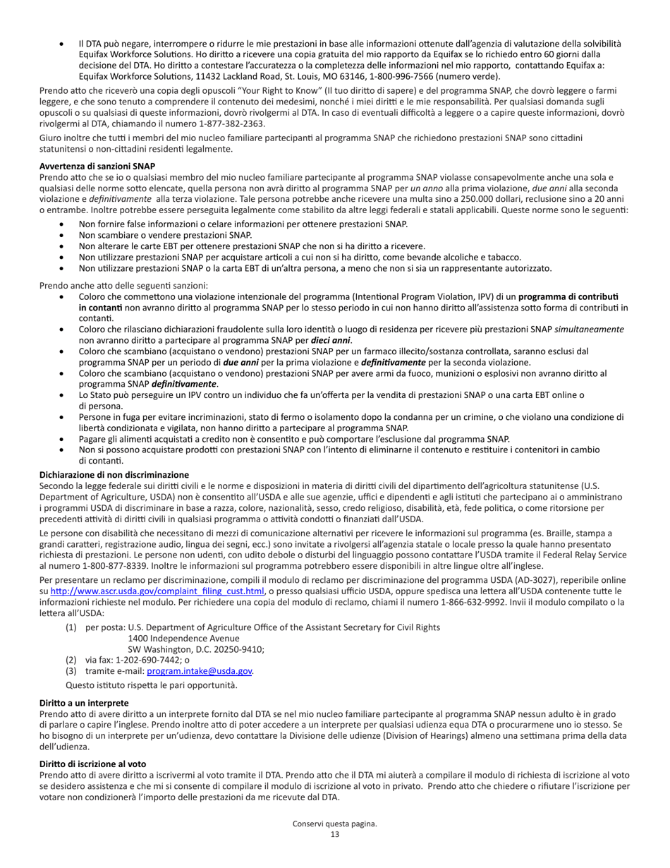 Form SNAPA-1 Snap Benefits Application - Massachusetts (Italian), Page 13