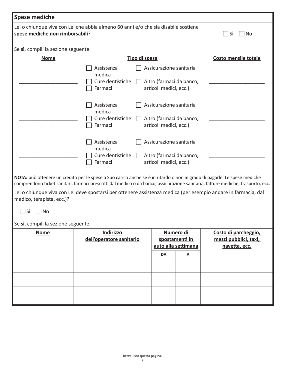 Form SNAPA-1 Snap Benefits Application - Massachusetts (Italian), Page 7