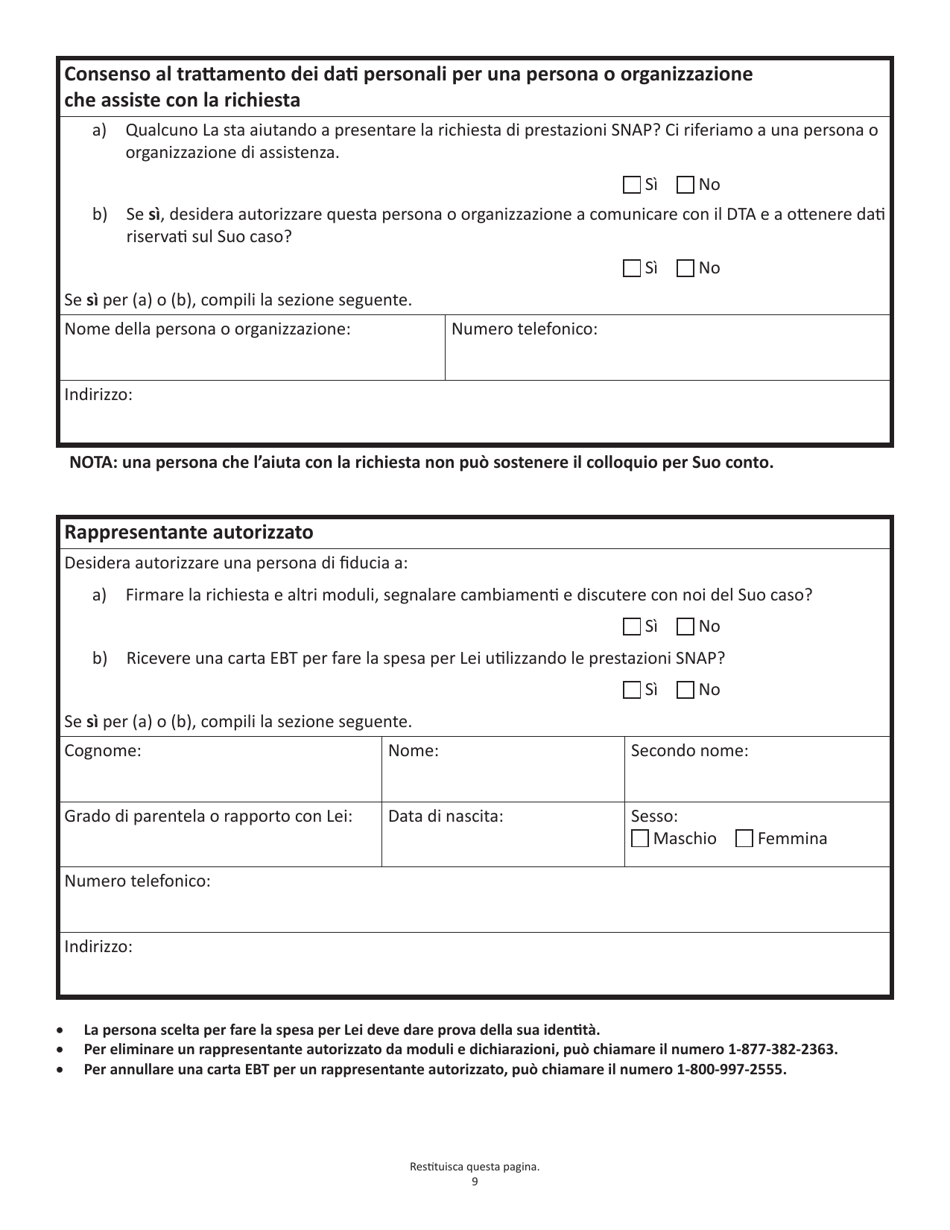 Form SNAPA-1 Snap Benefits Application - Massachusetts (Italian), Page 9