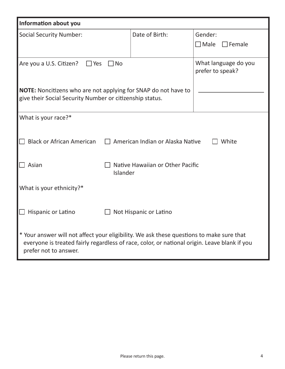 Form SNAP-APP-SENIORS Snap Benefits Application for Seniors - Massachusetts, Page 4