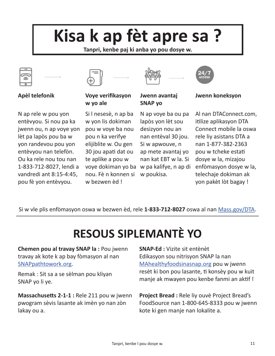 Form SNAP-APP-SENIORS Snap Benefits Application for Seniors - Massachusetts (Haitian Creole), Page 11